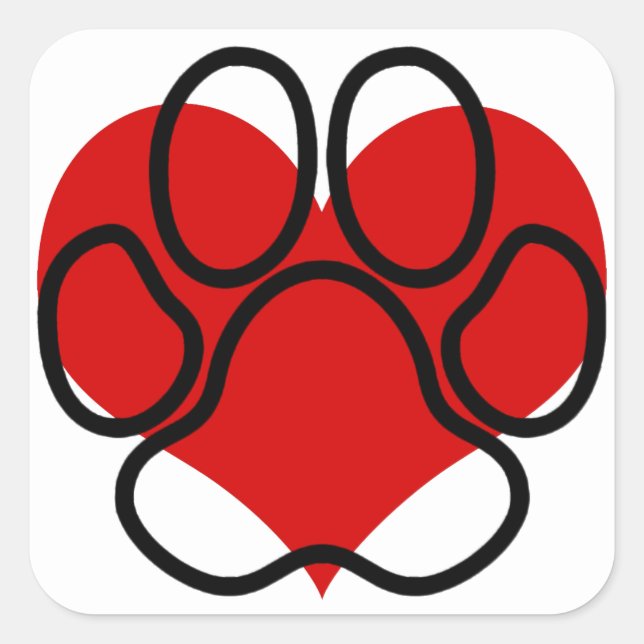 Heart Paw Square Sticker (Front)