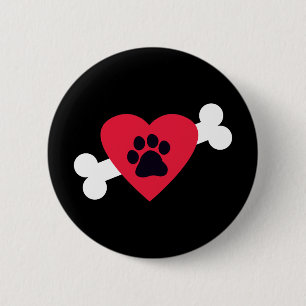 Heart, Pawprint and Bone Design Buttons