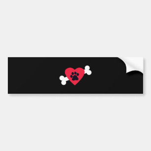 Heart, Pawprint and Bone Design Stickers/Decals Bumper Sticker