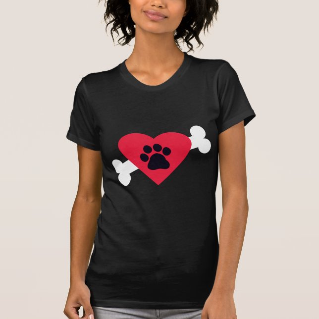 Heart, Pawprint and Bone Design T-Shirt (Front)