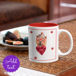 Heart Paws Chow Chow Valentines Day Gift Dog Two-Tone Coffee Mug