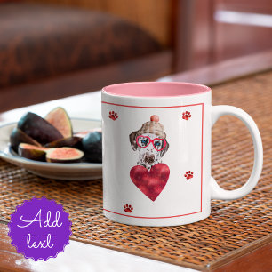 Heart Paws Dalmatian Valentines Day Gift Dog Two-Tone Coffee Mug