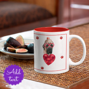 Heart Paws English Mastiff Valentines Day Gift Dog Two-Tone Coffee Mug