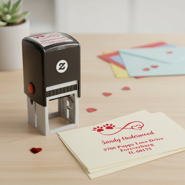 Heart & Paws Pre-Inked Return Address Stamp (Send every letter with infinite love using this awesome return address stamp 🐾❤️)