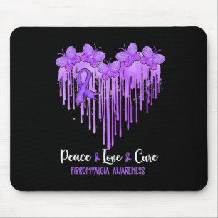 Heart Peace Love Cure Fibromyalgia Awareness Mouse Pad
