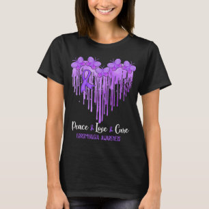 Heart Peace Love Cure Fibromyalgia Awareness  T-Shirt