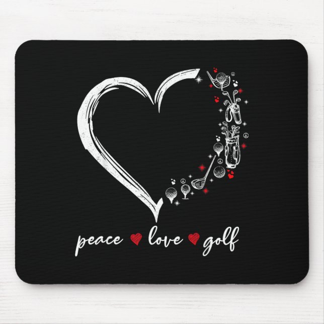 Heart Peace Love Golf Player Srt Lovers Outfit Wom Mouse Pad (Front)