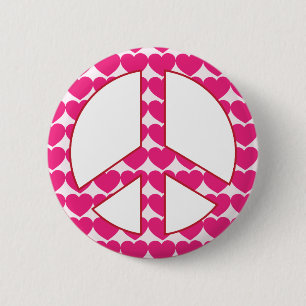Heart Peace Sign 6 Cm Round Badge
