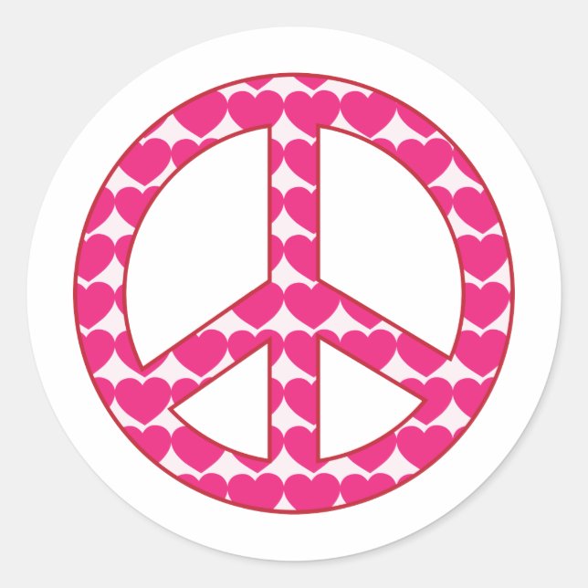 Heart Peace Sign Classic Round Sticker (Front)