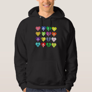Heart Peace Sign Multi Coloured Peace Symbol Heart Hoodie