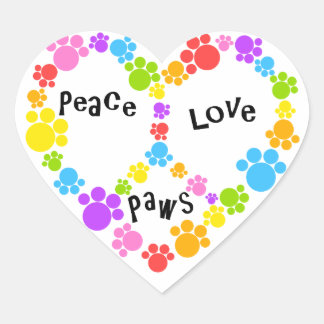 heart peace sign sticker! paw prints! heart sticker