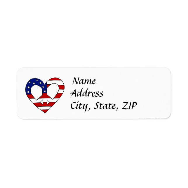 Heart Peace USA Flag Elections Return Address Label (Front)