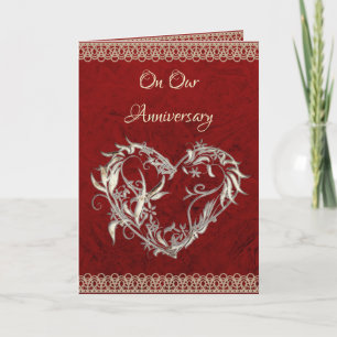 Heart, Pearls & Roses Anniversary Card
