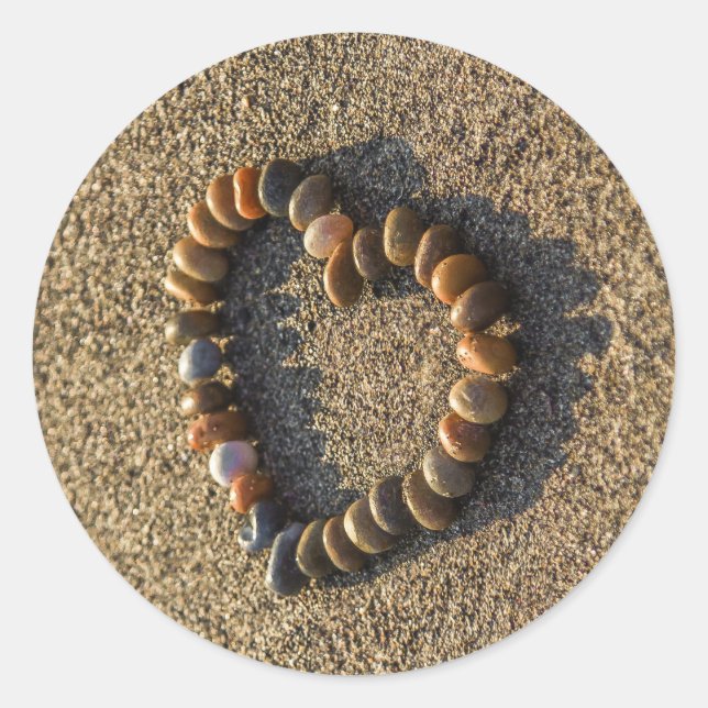 Heart, Pebbles, Sand Classic Round Sticker (Front)