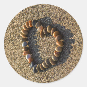 Heart, Pebbles, Sand Classic Round Sticker