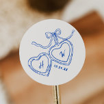 Heart Pendant Blue Wedding Engagement Party Favour Classic Round Sticker<br><div class="desc">Heart Pendant Blue Wedding Engagement Party Favours Stickers</div>