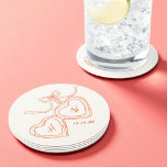 Heart Pendant Fun Wedding Monogram Round Paper Coaster<br><div class="desc">Heart Pendant Wedding Fun Whimsical Monogram Engagement Coasters</div>