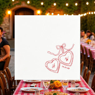 Heart Pendant Red Wedding Engagement Party Napkin