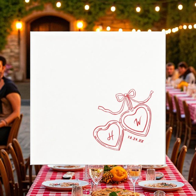 Heart Pendant Red Wedding Engagement Party Napkin (Creator Uploaded)