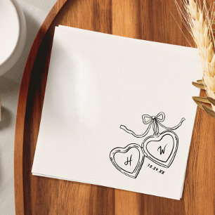 Heart Pendant Whimsical Wedding Engagement Party Napkin