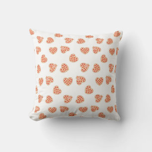Heart Pepperoni Pizza Pattern Cushion