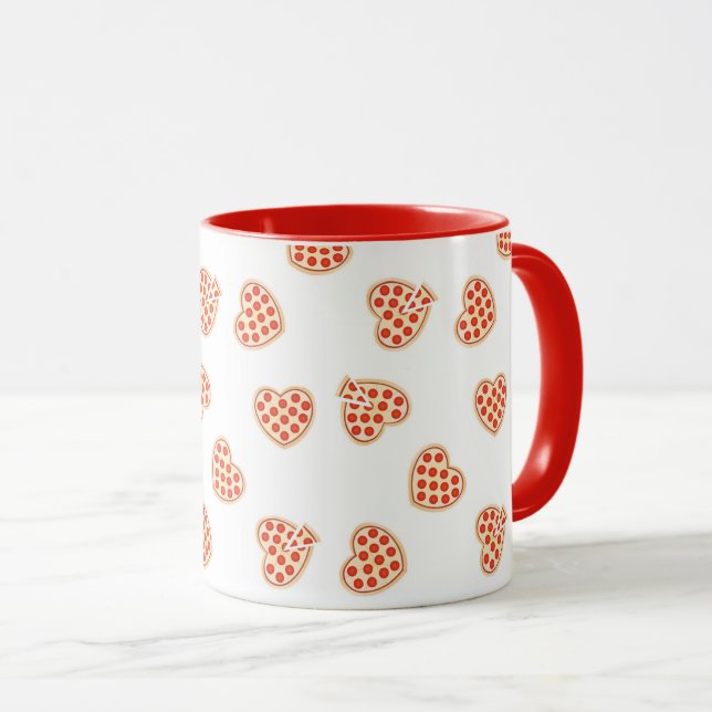 Heart Pepperoni Pizza Pattern  Mug (Front Right)