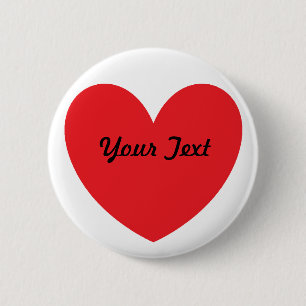 heart personalise 6 cm round badge