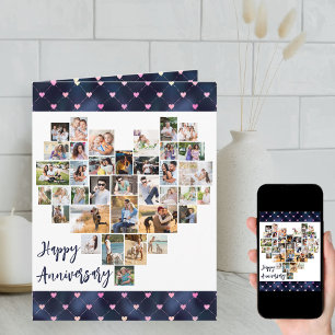 Heart Photo Collage 36 Pic Love Hearts Anniversary Card