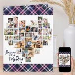 Heart Photo Collage 36 Pic Plaid Any Age Birthday Card<br><div class="desc">Heart Photo Collage birthday card, suitable for any age, which you can personalise with up to 36 different photos. You can also add the birthday person's name on the front and your custom message inside. The heart shaped photo collage is made up of vertical, landscape and square pictures. If you...</div>