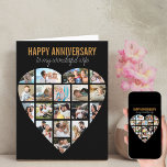 Heart Photo Collage Black Personalised Anniversary Card<br><div class="desc">Say Happy Anniversary with a love heart photo collage, personalised card. The photo template is set up for you to add your pictures, working in rows from top to bottom. The photo collage holds 18 photos which are displayed in a mix of portrait, landscape and square / instagram formats. Happy...</div>