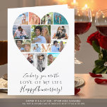 Heart Photo Collage Custom Text Anniversary Card<br><div class="desc">Create a memorable, meaningful anniversary oversized card for the LOVE OF YOUR LIFE with this unique photo collage in the shape of a heart filled with 14 of your favourite memories on the cover and 2 photos inside. All text can be edited to personalise with your custom text and features...</div>