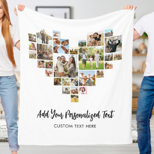 Heart Photo Collage Fleece Blanket