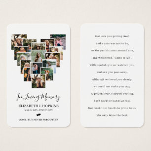 Heart Photo Collage Funeral Memorial Prayer Cards