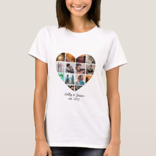 Heart Photo Collage Love Couple Family T-Shirt