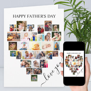 Heart Photo Collage Love Script Father's Day Card