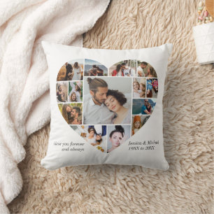 Heart Photo Collage Love Shape Personalised Text Cushion