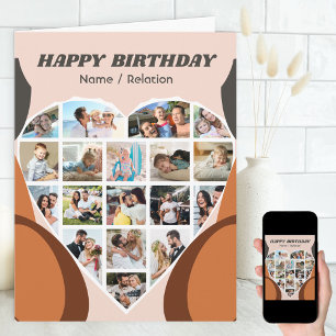 Heart Photo Collage Personalised Cool Birthday Card