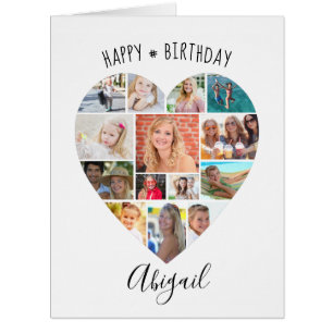 Heart Photo Collage Personalised Script Birthday