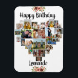 Heart Photo Collage Personalised Script Birthday Magnet<br><div class="desc">Say Happy Birthday with a love heart photo collage, personalised birthday card. The photo template is set up for you to add your pictures, working in rows from top to bottom. The photo collage holds 27 photos which are displayed in a mix of portrait, landscape and square. The name is...</div>