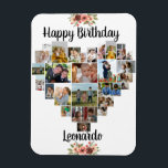 Heart Photo Collage Personalised Script Birthday Magnet<br><div class="desc">Say Happy Birthday with a love heart photo collage, personalised birthday card. The photo template is set up for you to add your pictures, working in rows from top to bottom. The photo collage holds 27 photos which are displayed in a mix of portrait, landscape and square. The name is...</div>