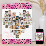 Heart Photo Collage Pink Love Hearts Birthday Card<br><div class="desc">Heart Photo Collage birthday card, suitable for any age, which you can personalise with up to 36 different photos. You can also add the birthday person's name on the front and your custom message inside. The heart shaped photo collage is made up of vertical, landscape and square pictures. If you...</div>