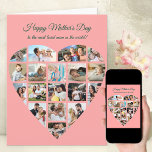 Heart Photo Collage Pink Personalised Mothers Day  Card<br><div class="desc">Say Happy Mother's Day with a love heart photo collage, personalised card. The photo template is set up for you to add your pictures, working in rows from top to bottom. The photo collage holds 18 photos which are displayed in a mix of portrait, landscape and square / instagram formats....</div>