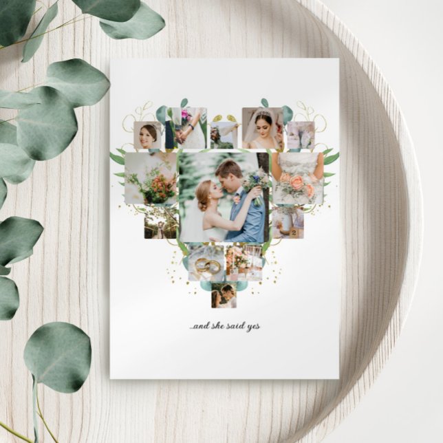 Heart Photo Collage Romantic Couple Wedding Invitation (Creator Uploaded)