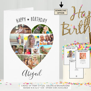 Heart Photo Collage Script Personalised Birthday