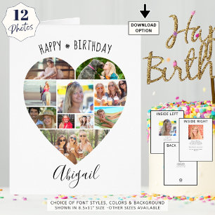 Heart Photo Collage Script Personalised Birthday