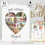 Heart Photo Collage Script Personalized Birthday<br><div class="desc">Celebrate a birthday with BIG memories on a BIG photo collage greeting card in 8.5x11" (other sizes available). Customize with your personal greeting and well wishes as all text is editable on the cover as well as inside and on the back. The design features a photo collage in a heart...</div>