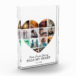 Heart Photo Collage Valentine's Custom Text Vday Block