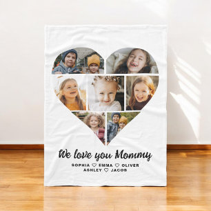 Heart Photo Collage We Love You Mummy Fleece Blanket