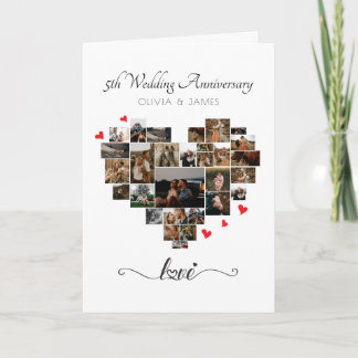 Heart Photo Collage Wedding Anniversary Card