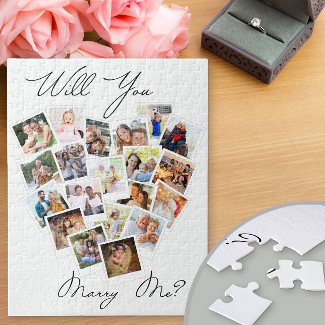 Heart Photo Collage Will You Marry Me Script Jigsaw Puzzle (Creator Uploaded)